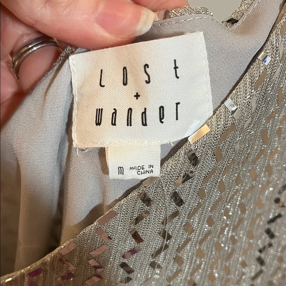 Lost + Wander Shimmering Silver Dress - Size Medium - Picture 3 of 7